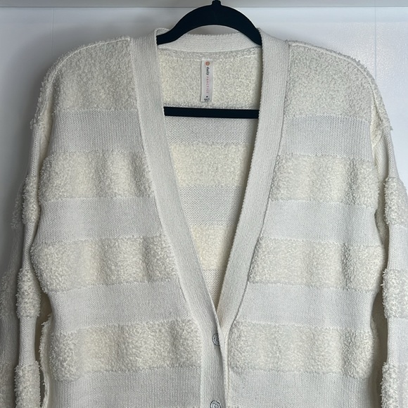 Daily Practice by Anthropologie Cream Striped Cardigan Sweater. Size Medium. - Picture 7 of 15